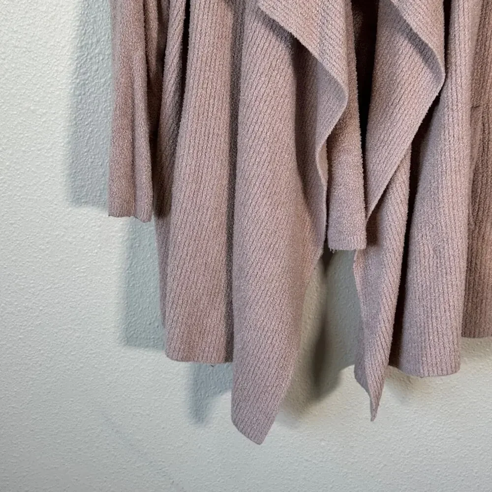 Barefoot Dreams Cozychic Lite Tan Waterfall Cardigan Sweater Womens L Casual